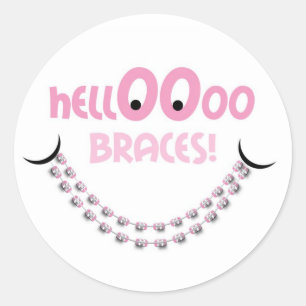 Hej Braces Rosa Runt Klistermärke