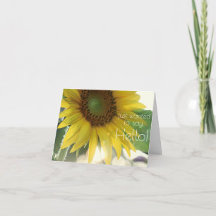 "Hej!" Bright Solrosfoto Notecard Kort