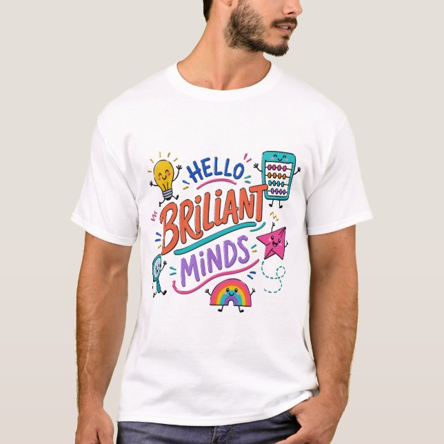 Hej Briljanta Sinnen Färgrik Klassrum T-Shirt (Framsida)