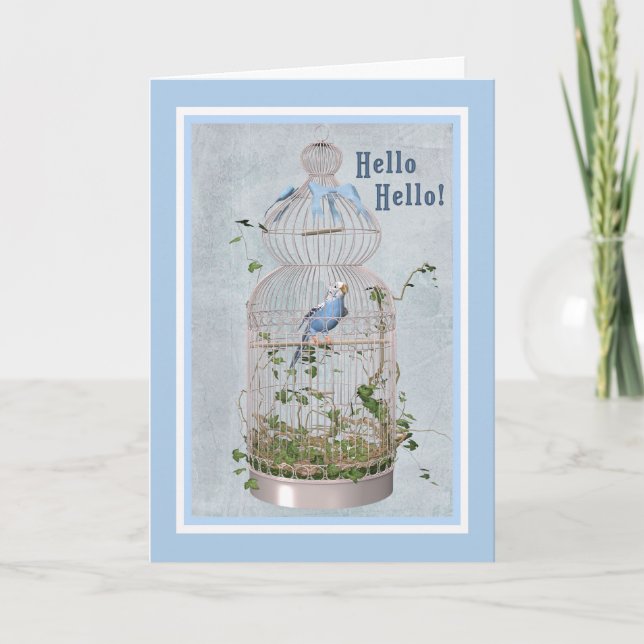 Hej Card med Cheerful Birdcage Kort (Framsida)