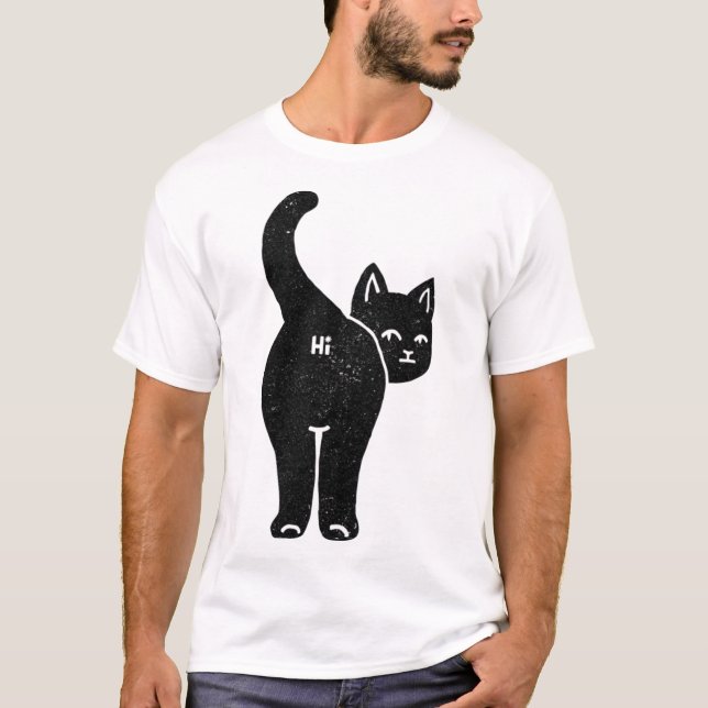 Hej Cat Butt minimalist Black by Tobe Fonseca T Shirt (Framsida)