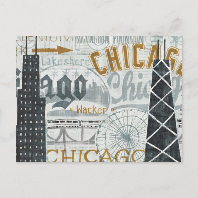 Hej Chicago Vintage Vykort (Framsida)