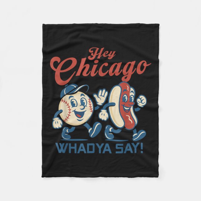 Hej Chicago Whadya Säg Hett Hund Baseball Graphic Fleecefilt (Framsidan)