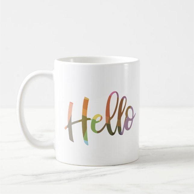 Hej Colorful Ord Art-skript, teckenstil, design Kaffemugg (Vänster)
