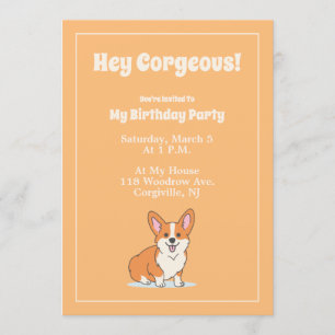 "Hej Corgeous" Anpassningsbar Cute Corgi-inbjudnin Inbjudningar