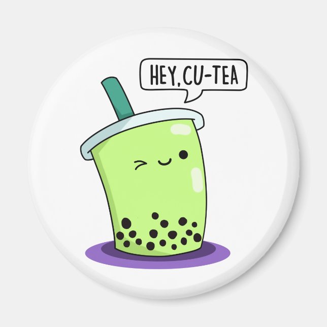 Hej Cu-Tea Funny Boba Tea Pun Magnet (Framsidan)