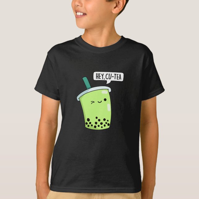 Hej Cu-Tea Funny Boba Tea Pun Mörk BG T Shirt (Framsida)