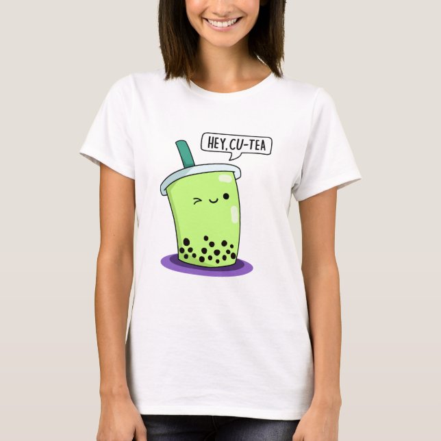 Hej Cu-Tea Funny Boba Tea Pun T Shirt (Framsida)