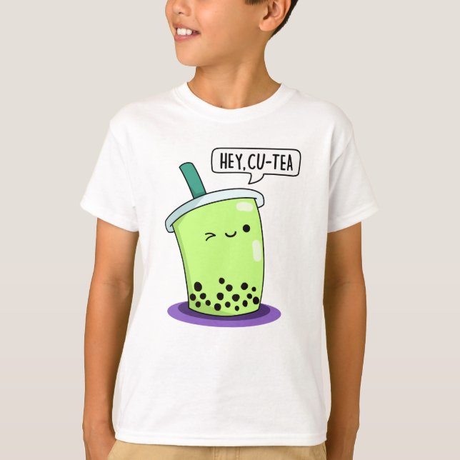 Hej Cu-Tea Funny Boba Tea Pun T Shirt (Framsida)