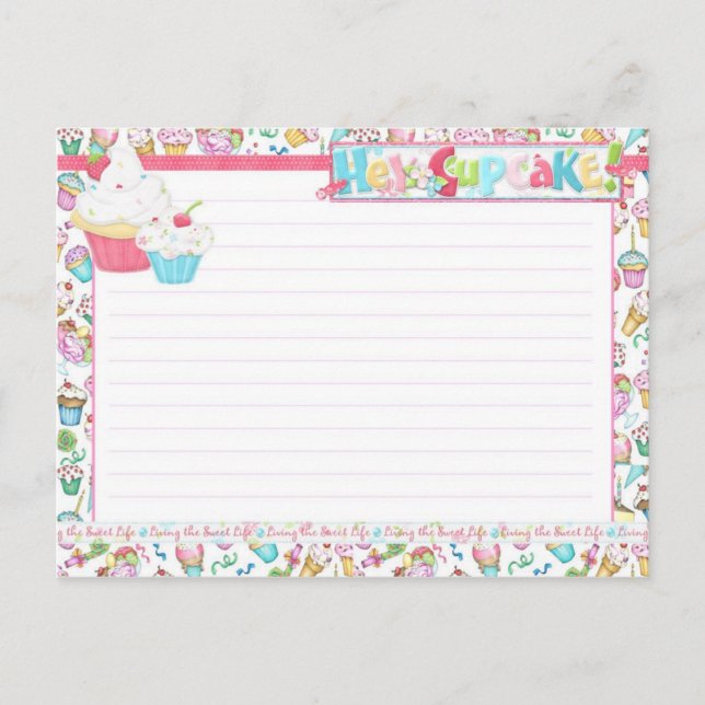 Hej Cupkaka Living Sweet Life Recipe-vykort Vykort (Framsida)