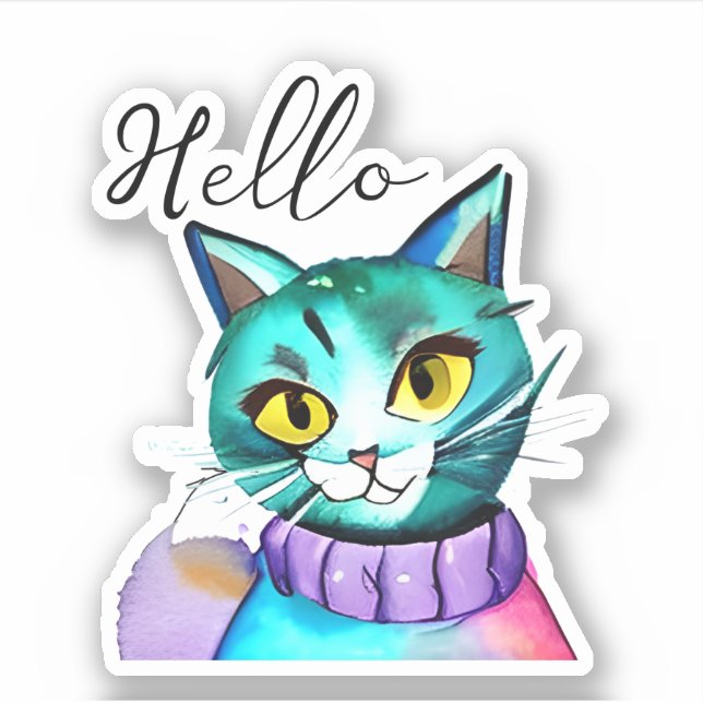 Hej | Cute Blue Kattunge Klistermärken (Framsida)