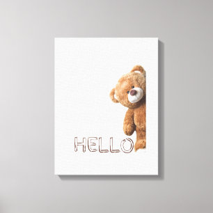 Hej Cute Brown Nalle Canvastryck