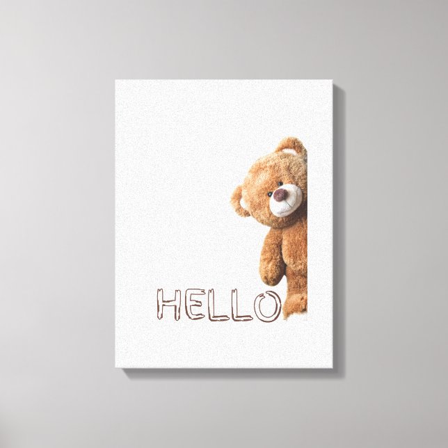 Hej Cute Brown Nalle Canvastryck (Framsida)