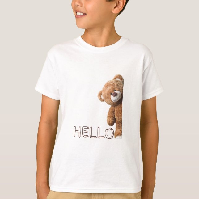 Hej Cute Brown Nalle T Shirt (Framsida)