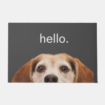 Hej Cute Funny Beagle Hund Ansikte Grått Doormat