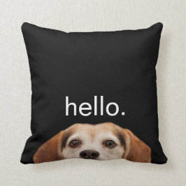 Hej Cute Funny Smildra Beagle Hund Modern Black Kudde