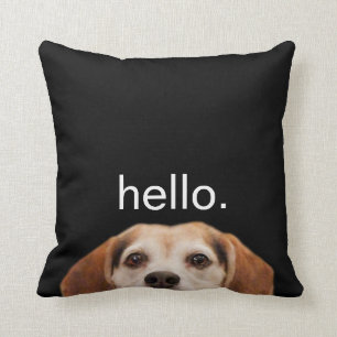 Hej Cute Funny Smildra Beagle Hund Modern Black Kudde