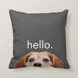 Hej Cute Funny Smildra Beagle Hund Modern Grått Kudde