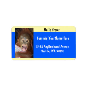 Hej Cute Orangutan Tunga Monkey Business Adressetikett