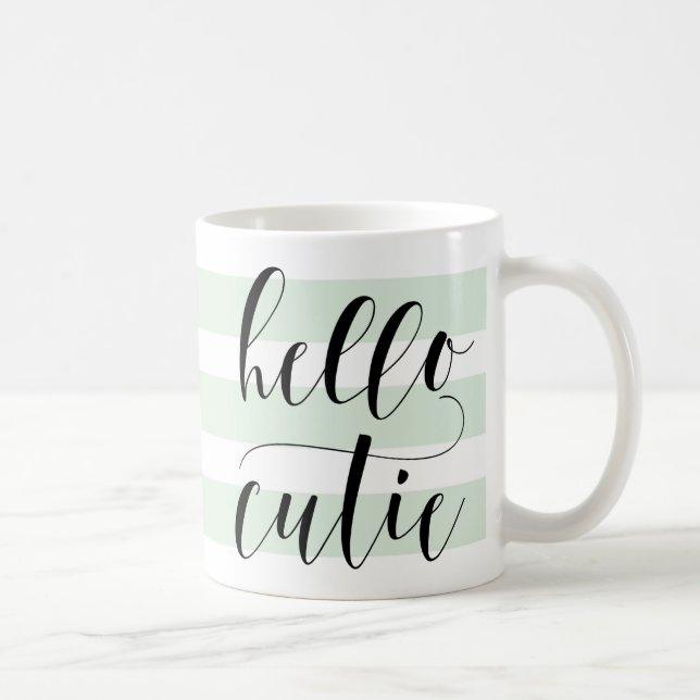 Hej Cutie Modern Calligraphy | Mint Rand Kaffemugg (Höger)