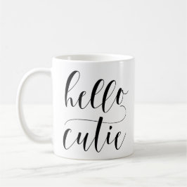 Hej Cutie Modern Calligraphy | Svart typografi Kaffemugg