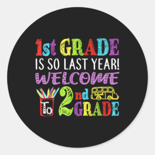 Hej då, 1st Klass Hej 2Nd Klass Back to school Runt Klistermärke