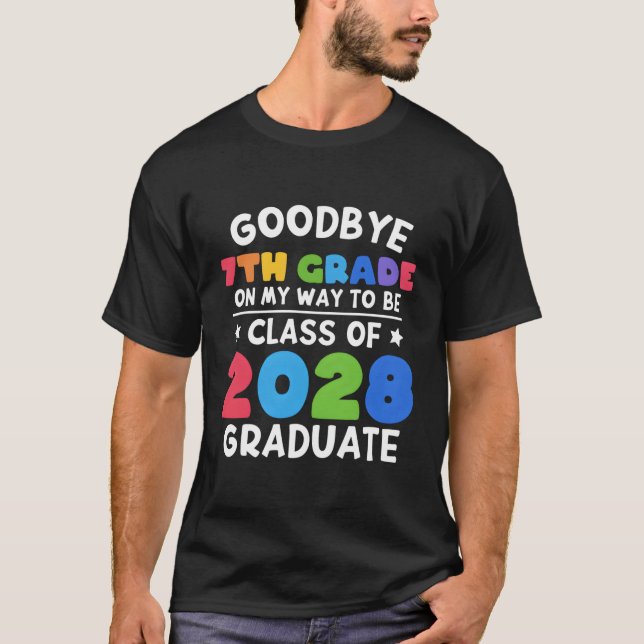 Hej då, 7:e, Klass, klass 2028, Student 7:e, Klass T Shirt (Framsida)