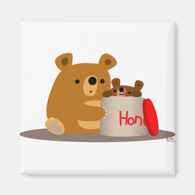 Hej då, älskling! Cute Tecknad Bears Magnet (Framsidan)