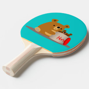 Hej då, älskling! Cute Tecknad Bears Ping Pong Pad Pingisracket