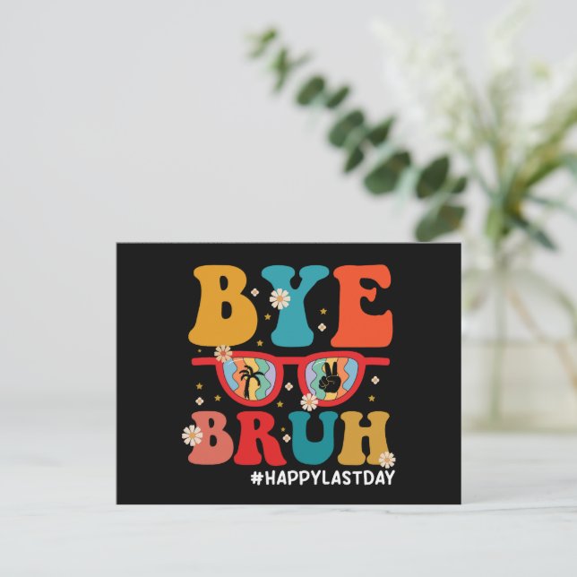 Hej då, Bruh Teacher Lycklig, förra dagen, skolsom Vykort (Stående Fram)