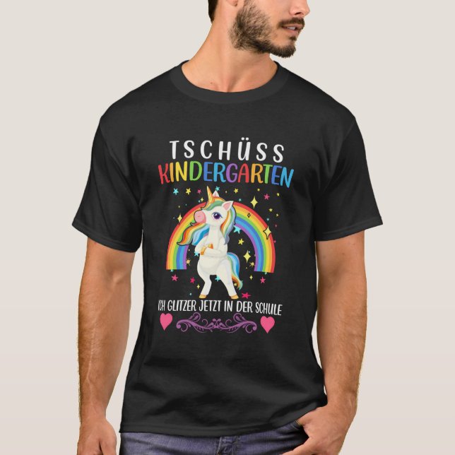 Hej då Kindergarten Elementary School Unicorn Scho T Shirt (Framsida)