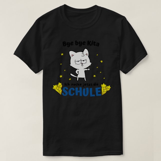 Hej då Kita Schule Einschulung Spa Katze Kinder T Shirt (Design framsida)