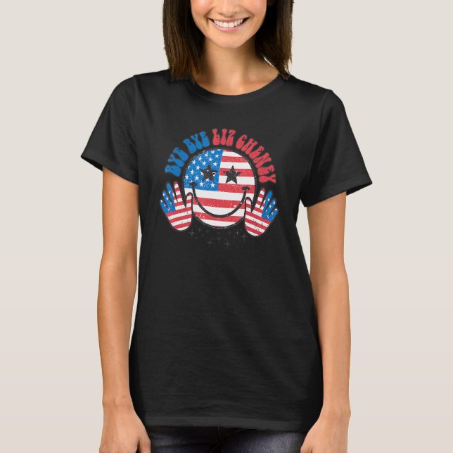 Hej då Liz Cheney retro Lycklig ansikte America fl T Shirt (Framsida)