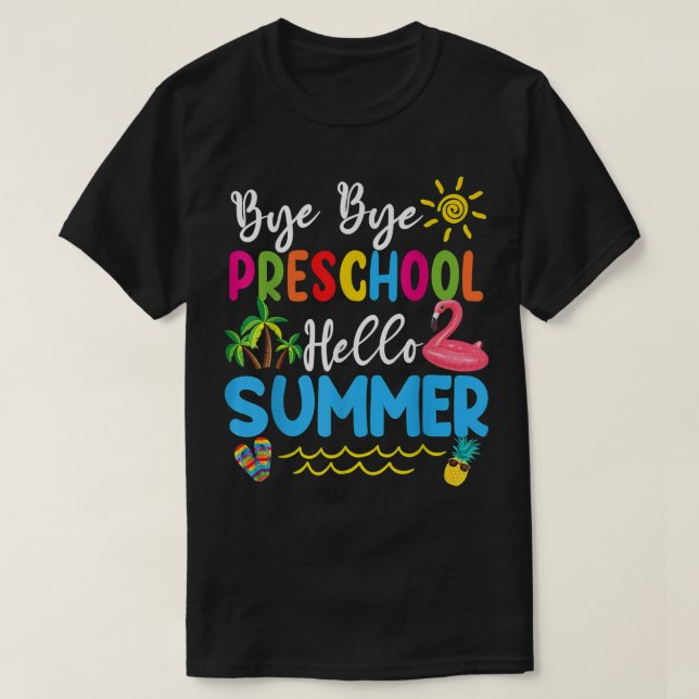Hej då Preschool Hej Summer Teacher Studenter T- T Shirt (Design framsida)