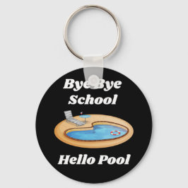 Hej då School Hej Bassäng Button Keychain Nyckelring