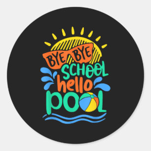 Hej då School Hej Bassäng School Kid Summer Break Runt Klistermärke