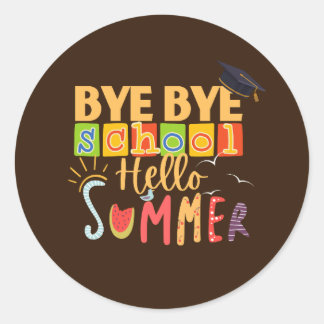 Hej då, School Hej Summer, Funny Teacher Runt Klistermärke