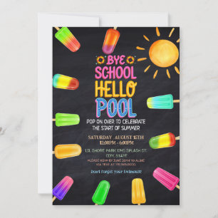 Hej då skola hej pool fest inbjudningar