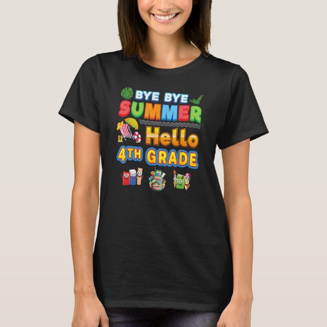 Hej då, sommartid, Hej 4:e Klass Back to school T Shirt (Framsida)