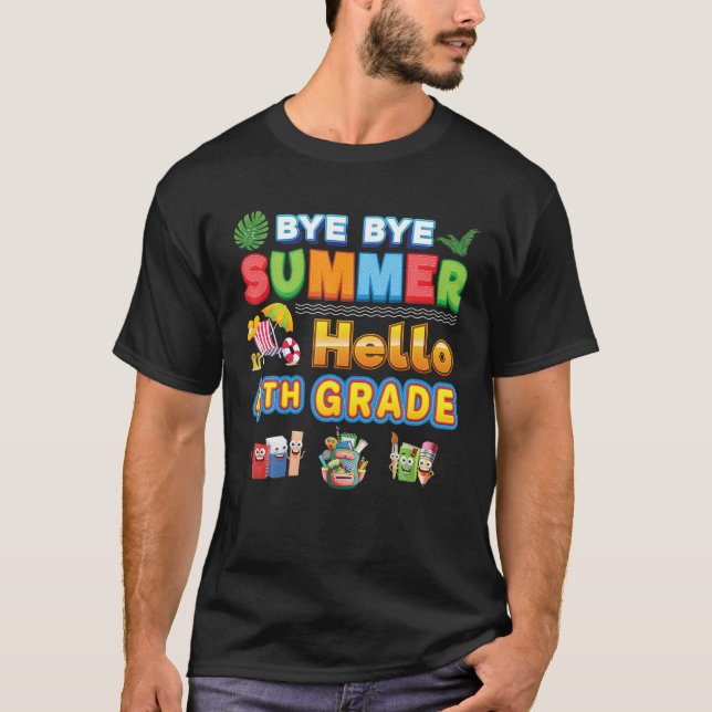 Hej då, sommartid, Hej 4:e Klass Back to school T Shirt (Framsida)