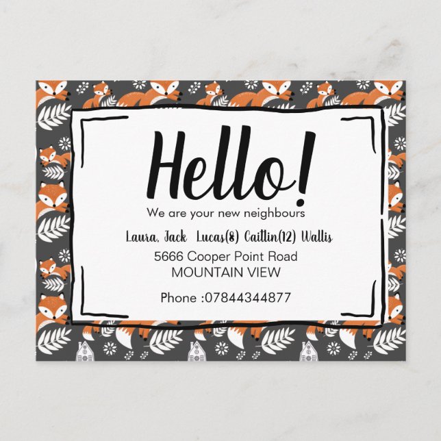 Hej då, träffa grannländerna för rävskog vykort (Framsida)