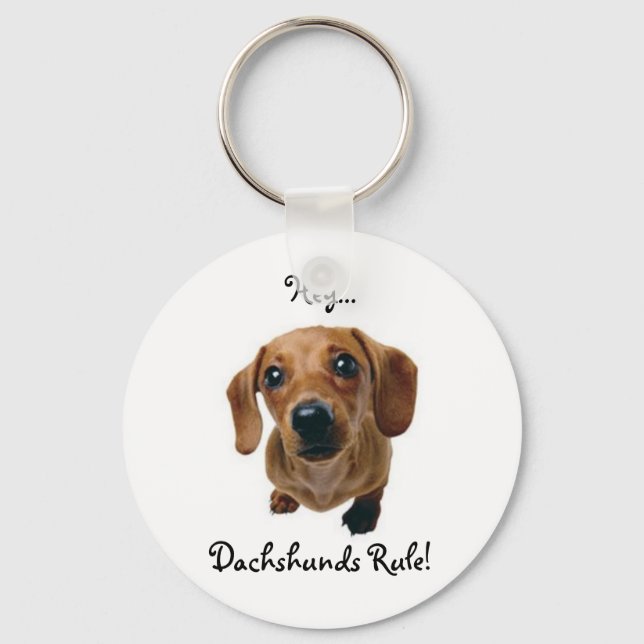 "Hej.. Dachshunds-regel!" Nyckelring (Framsida)