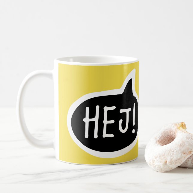 HEJ! Dansk Svenska Hälsning, Hej, Tal Bubble Kaffemugg (Med munk)