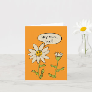 Hej där Bud Cute Daisy Flower Tecknad Kort