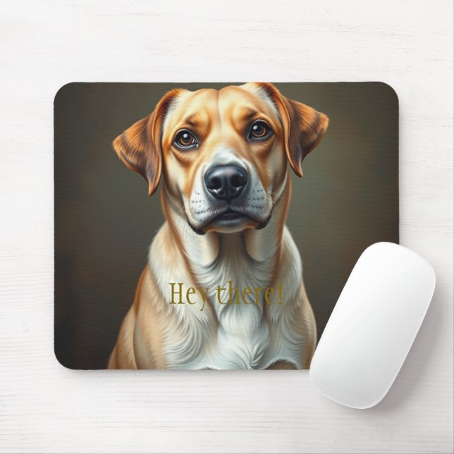 Hej där Fine art söt hund Illustration Coola Musmatta (Med mus)