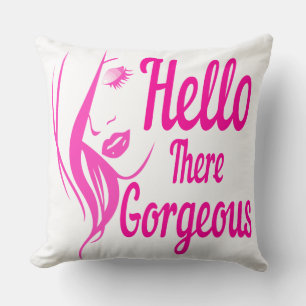 Hej där Gorgous Loely Dam Ansikte Typography Kudde
