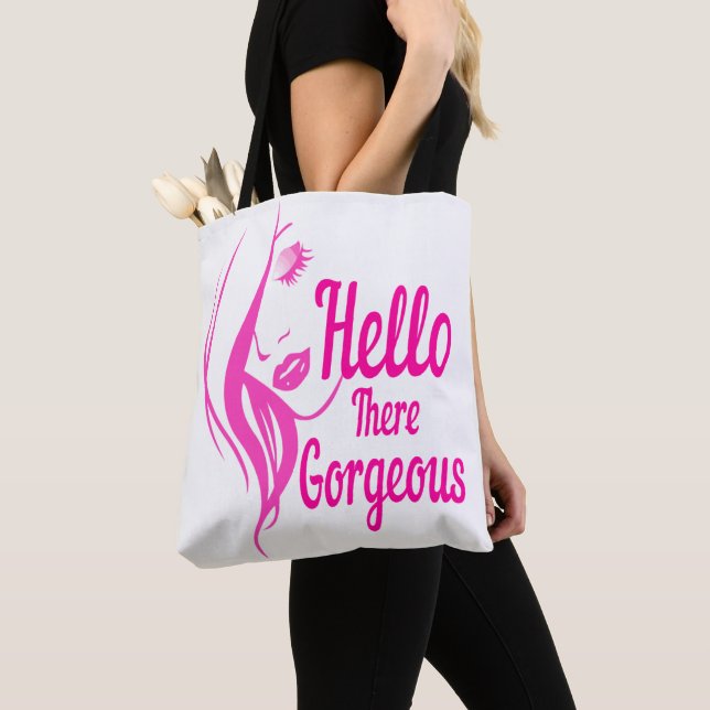 Hej där Gorgous Loely Dam Ansikte Typography Tygkasse (Närbild)