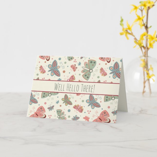 Hej där inspiritivitetsskydd för fjäril kort (Gul blomma)