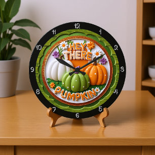 Hej där Pumpkin Illustration Stor Klocka