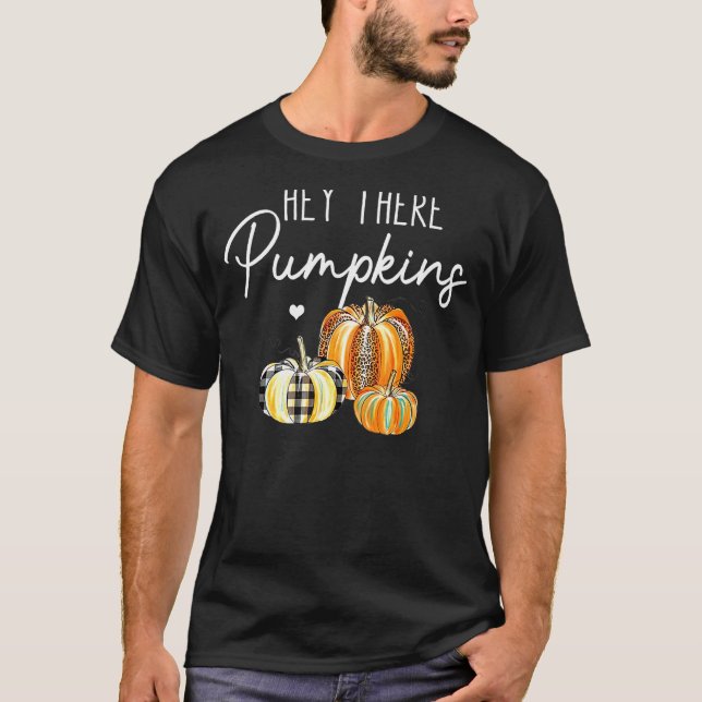 Hej där Pumpkin Leopard Pumpkin Thanksgiving Fal T Shirt (Framsida)